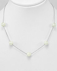 Lantisor din argint cu perle albe de cultura 14-1-i6139