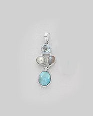 Pandantiv cu larimar, perla de cultura, topaz bleu, piatra lunii si argint 17-1-i64339-35