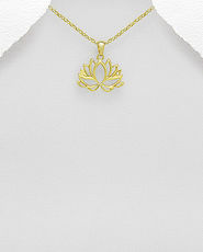 Pandantiv model lotus din argint placat cu aur 17-1-i62677