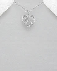 Pandantiv inima din argint cu pietricele transparente 17-1-i59146