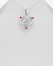 Pandantiv din argint celtic cu pietre rosii 17-1-i6472