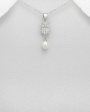 Pandantiv bufnita din argint cu perla de cultura 17-1-i5715