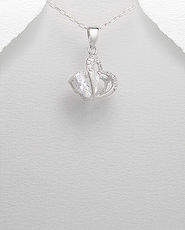 Pandantiv inimioare din argint cu zirconia transparent 17-1-i37335A