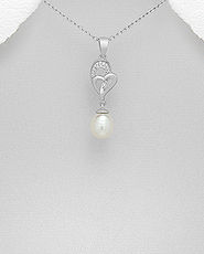 Pandantiv inimioare din argint cu perla de cultura 17-1-i5918