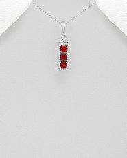 Pandant din argint cu pietre rosii si albe zirconia 17-1-i62161R