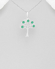 Pandantiv cu smarald copac din argint 17-1-i61410