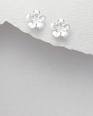 Cercei mici model floricica Plumeria din argint 11-1-i1695