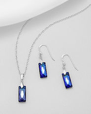Set din argint cu cristal Swarovski Elements albastru: cercei si pandantiv 15-1-i51317B