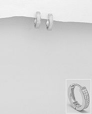 Cercei veriga din argint cu zirconia transparent 11-1-i6190