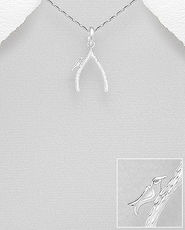 Wishbone bijuterie din argint pandantiv cu pasare 17-1-i62251